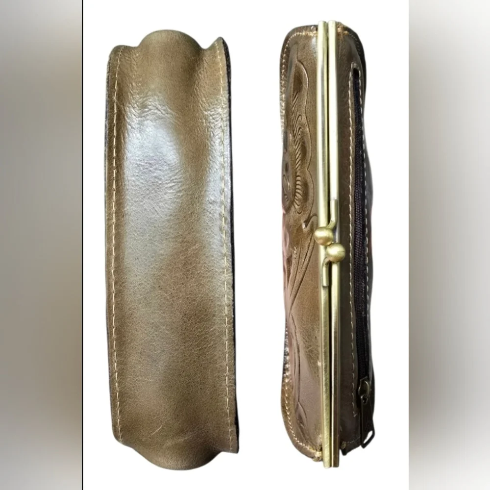 Patricia Nash Hand-Tooled Floral Leather Clutch - Olive Green - Picture 8 of 9